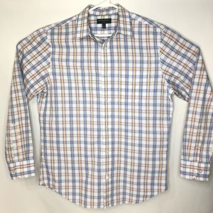 Banana Republic Blue Orange Plaid Dress Shirt